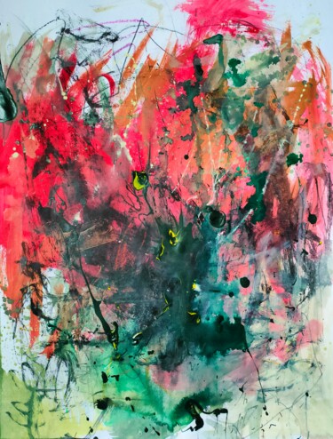 Malerei mit dem Titel "Green and red" von Emily Starck, Original-Kunstwerk, Acryl