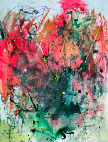 Pittura intitolato "Green and red" da Emily Starck, Opera d'arte originale, Acrilico