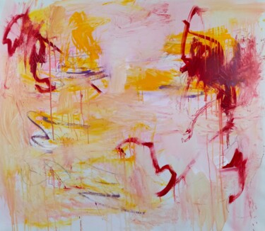 Schilderij getiteld "Twombly" door Emily Starck, Origineel Kunstwerk, Acryl Gemonteerd op Frame voor houten brancard