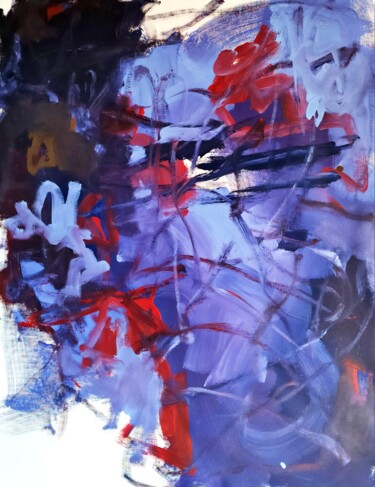 Картина под названием "Bleu lavande" - Emily Starck, Подлинное произведение искусства, Акрил Установлен на Деревянная рама д…