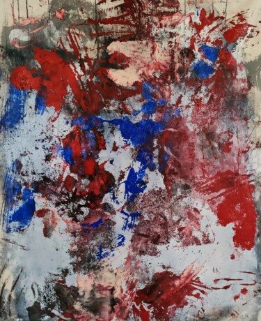 Peinture intitulée "Bleu et rouge" par Emily Starck, Œuvre d'art originale, Acrylique