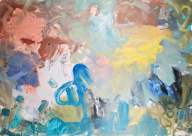 Malarstwo zatytułowany „L'arbre bleu” autorstwa Emily Starck, Oryginalna praca, Akryl Zamontowany na Drewniana rama noszy
