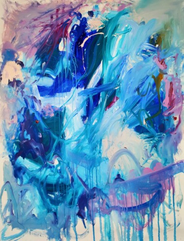 Painting titled "Blue escape" by Emily Starck, Original Artwork, Acrylic Mounted on Wood Stretcher frame