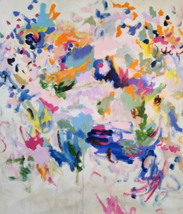 Картина под названием "Floral Spring 1" - Emily Starck, Подлинное произведение искусства, Акрил Установлен на Деревянная рам…