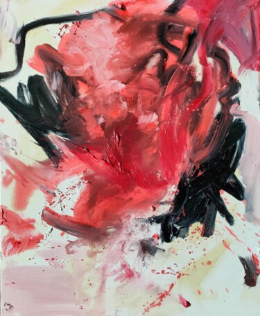 Картина под названием "Énergie en rouge et…" - Emily Starck, Подлинное произведение искусства, Масло Установлен на Деревянна…