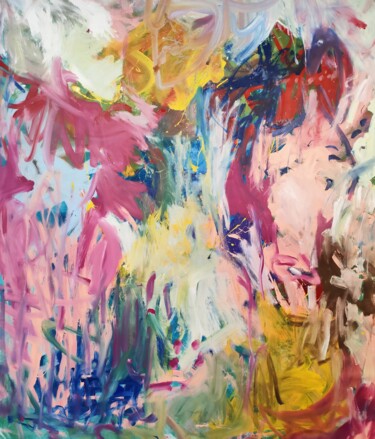 Картина под названием "Crazy flowers" - Emily Starck, Подлинное произведение искусства, Акрил Установлен на Деревянная рама…