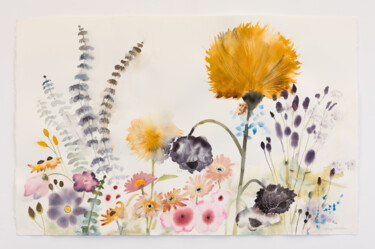 Painting titled "Field Flowers" by Emily Stedman, Original Artwork, Watercolor
