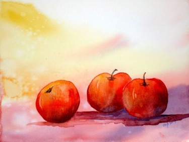 Peinture intitulée "Pommes à croquer" par Jocelyne Dumont, Œuvre d'art originale