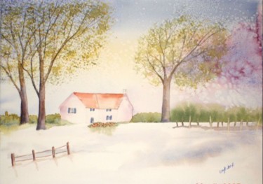 Painting titled "Dans la campagne" by Jocelyne Dumont, Original Artwork