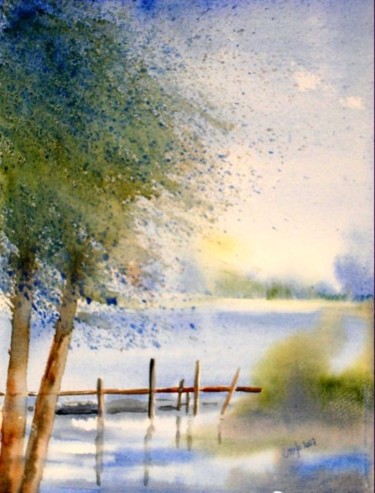 Peinture intitulée "Etang de la Somme" par Jocelyne Dumont, Œuvre d'art originale