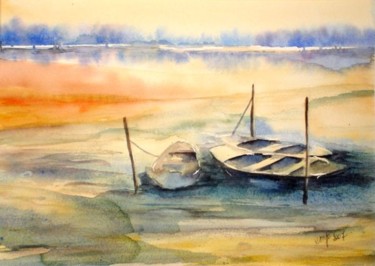 Peinture intitulée "Les barques" par Jocelyne Dumont, Œuvre d'art originale