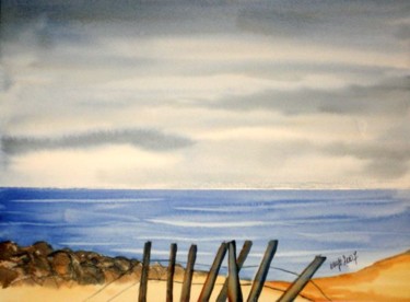 Peinture intitulée "Sur la plage d'Audr…" par Jocelyne Dumont, Œuvre d'art originale