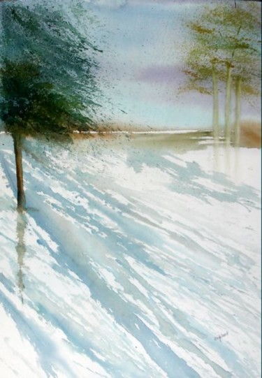 Peinture intitulée "Le marais" par Jocelyne Dumont, Œuvre d'art originale