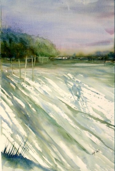 Painting titled "paysage à la manièr…" by Jocelyne Dumont, Original Artwork