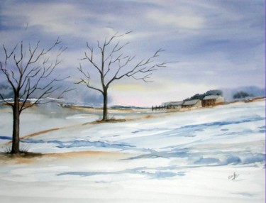 Peinture intitulée "après la neige" par Jocelyne Dumont, Œuvre d'art originale