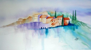 Peinture intitulée "village provençal" par Jocelyne Dumont, Œuvre d'art originale