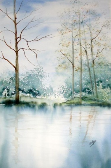 Peinture intitulée "la clairière" par Jocelyne Dumont, Œuvre d'art originale