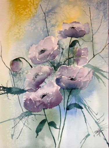 Peinture intitulée "bouquets d'anémones" par Jocelyne Dumont, Œuvre d'art originale