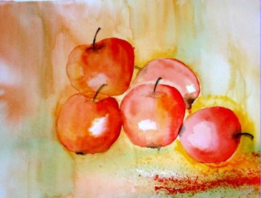 Painting titled "pommes" by Jocelyne Dumont, Original Artwork