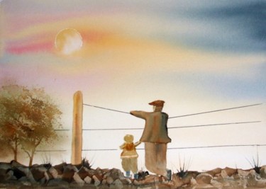 Painting titled "grand-père et son p…" by Jocelyne Dumont, Original Artwork