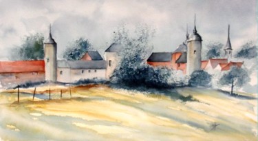 Peinture intitulée "château ferme de Fa…" par Jocelyne Dumont, Œuvre d'art originale