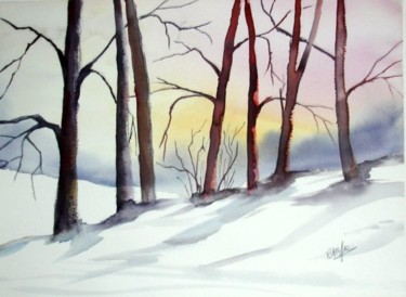 Painting titled "soir-d-hiver.jpg" by Jocelyne Dumont, Original Artwork