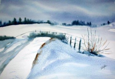 Painting titled "neige-en-campagne.j…" by Jocelyne Dumont, Original Artwork