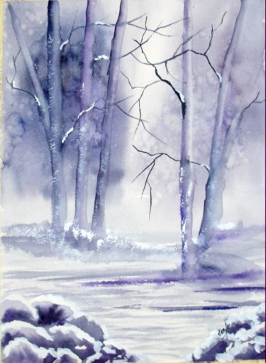 Peinture intitulée "lueur-d-hiver.jpg" par Jocelyne Dumont, Œuvre d'art originale