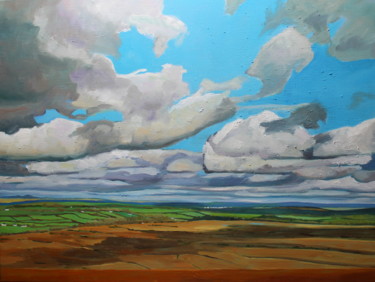 Painting titled "Cefn Bryn Clouds, W…" by Emma Cownie, Original Artwork, Oil