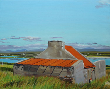 Painting titled "Rusty Roofed House,…" by Emma Cownie, Original Artwork, Oil