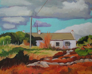 Malarstwo zatytułowany „Cottage in Roshin A…” autorstwa Emma Cownie, Oryginalna praca, Olej