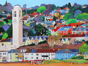 Painting titled "Swansea from Uplands" by Emma Cownie, Original Artwork, Oil