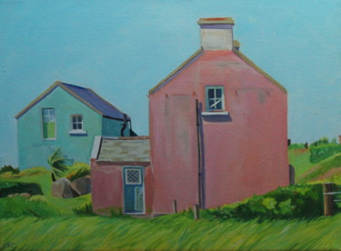 Painting titled "The colourful house…" by Emma Cownie, Original Artwork, Oil