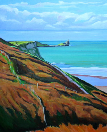 Painting titled "Over to Worms Head,…" by Emma Cownie, Original Artwork, Oil