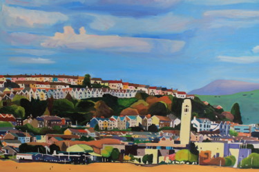 Painting titled "Swansea From Mumble…" by Emma Cownie, Original Artwork, Oil