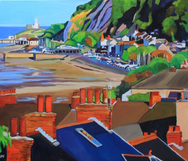 Painting titled "View Across Mumbles…" by Emma Cownie, Original Artwork, Oil