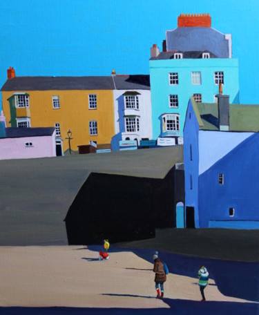 Painting titled "On Tenby Harbour Be…" by Emma Cownie, Original Artwork, Oil