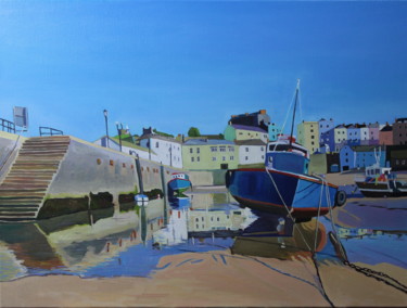 Painting titled "Tenby at Low Tide" by Emma Cownie, Original Artwork, Oil