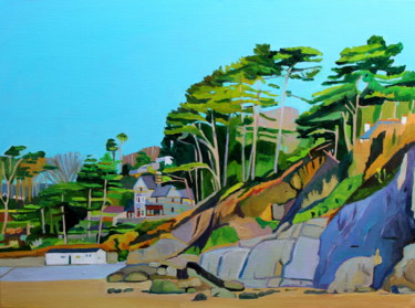 Peinture intitulée "Caswell Bay, Gower" par Emma Cownie, Œuvre d'art originale, Huile