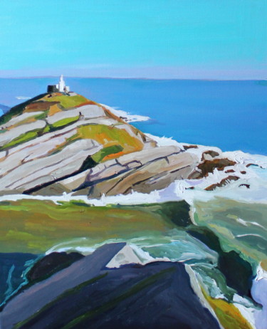 Painting titled "Towards Mumbles Lig…" by Emma Cownie, Original Artwork, Oil