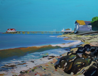 Painting titled "Mumbles Pier from K…" by Emma Cownie, Original Artwork, Oil