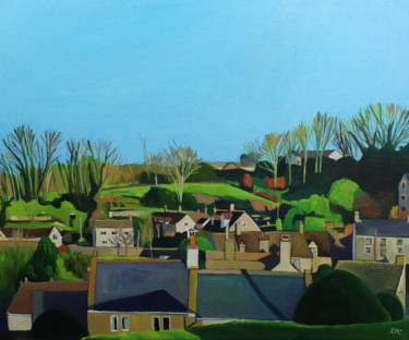 Painting titled "Eastcombe, Cotswolds" by Emma Cownie, Original Artwork, Oil