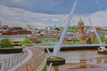 Painting titled "The Peace Bridge, D…" by Emma Cownie, Original Artwork, Acrylic