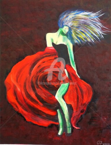 Peinture intitulée "Rosa-del-Amor-" par Emma Henriot, Œuvre d'art originale, Huile