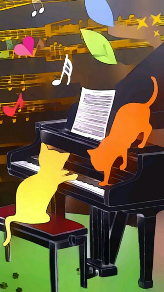 Arts numériques intitulée "Les chats qui jouai…" par Emma Laflute, Œuvre d'art originale, Photo montage