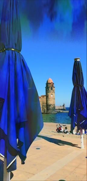 Photographie intitulée "Blue Collioure" par Emma Laflute, Œuvre d'art originale, Photographie numérique