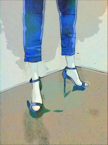 Fotografie mit dem Titel "Blue stiletto heels" von Emma Laflute, Original-Kunstwerk, Digitale Fotografie