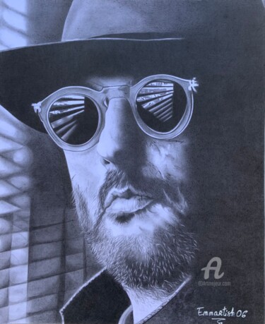 Desenho intitulada "Jean Reno Art" por Emma Mallaroni, Obras de arte originais, Grafite