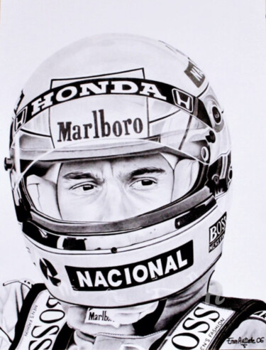 Dibujo titulada "Ayrton Senna Art Gr…" por Emma Mallaroni, Obra de arte original, Grafito