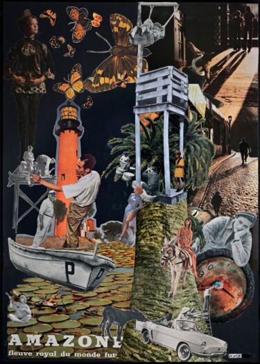 Collages intitulée "Amazone" par Emma Margo, Œuvre d'art originale, Collages